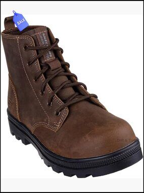 Women's Slip Resistant Leather Work Boots Safety Toe Lace Up